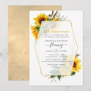 Sonnenblumen Geometrisch 50. Hochzeitstag Einladung