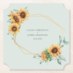 Sonnenblumen geometrische Hochzeit Untersetzer