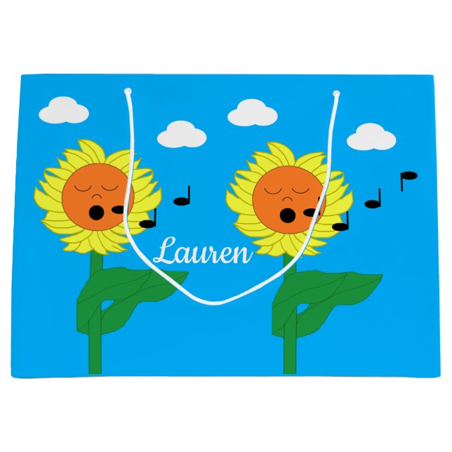 Sonnenblumen Gesang Große Geschenktüte (Vorderseite)