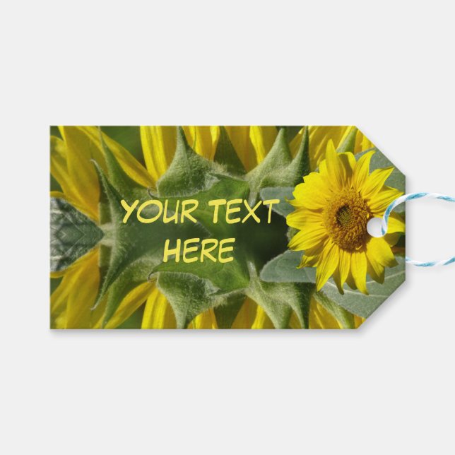 Sonnenblumen-Geschmackskust. Textübergabetag Geschenkanhänger (Vorderseite (Horizontal))