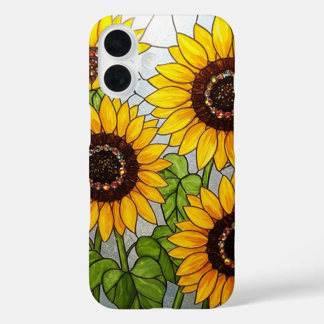 Sonnenblumen Gestaltete Glaswirkung Case-Mate iPhone Hülle (Rückseite)