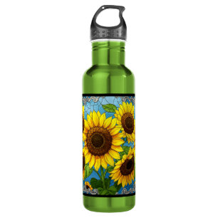 Sonnenblumen gestrichen edelstahlflasche