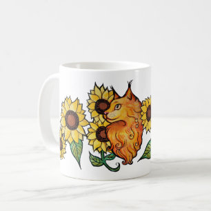 Sonnenblumen Ginger Maine Coon Cat Kaffeetasse