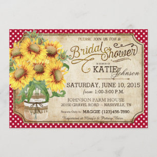 Sonnenblumen Gingham Country Picnic Brautparty Einladung