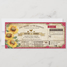 Sonnenblumen Gingham Karo Country Picnic Wedding Einladung
