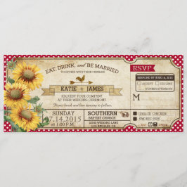 Sonnenblumen Gingham Karo Country Picnic Wedding Einladung