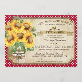 Sonnenblumen Gingham Karo Picnic Hochzeit Einladung