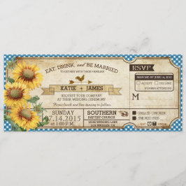 Sonnenblumen Gingham Karo Picnic Hochzeit Einladung