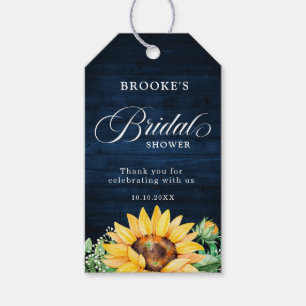Sonnenblumen Gipskraut Navy Blue Brautparty Geschenkanhänger