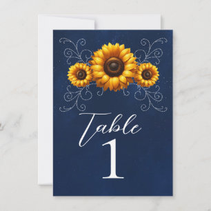 Sonnenblumen Glanz Blau Rustikaler Glamour Tisch N Einladung