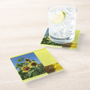 Sonnenblumen Glas Untersetzer