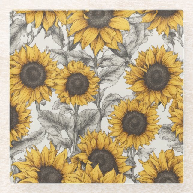 Sonnenblumen Glasuntersetzer (Vorderseite)