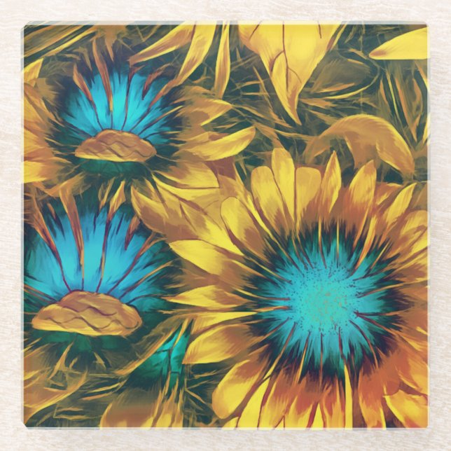 Sonnenblumen Glasuntersetzer (Vorderseite)