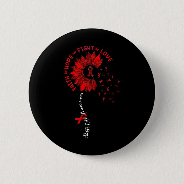 Sonnenblumen Glaube Hoffnung Liebe Band Sichelzell Button (Vorderseite)