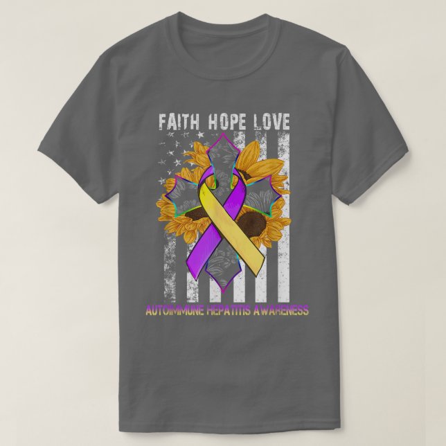 Sonnenblumen Glaube Hoffnung Liebe für Autoimmunhe T-Shirt (Design vorne)