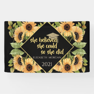 Sonnenblumen Glitzer Graduate Cap Banner