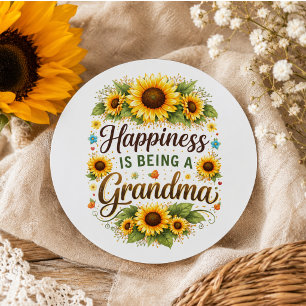 Sonnenblumen Glück ist, Oma zu sein Runder Aufkleber
