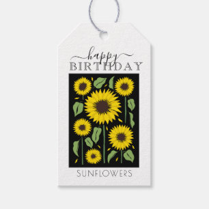 Sonnenblumen GLÜCKLICH GEBURTSTAG Geschenkmarke Geschenkanhänger