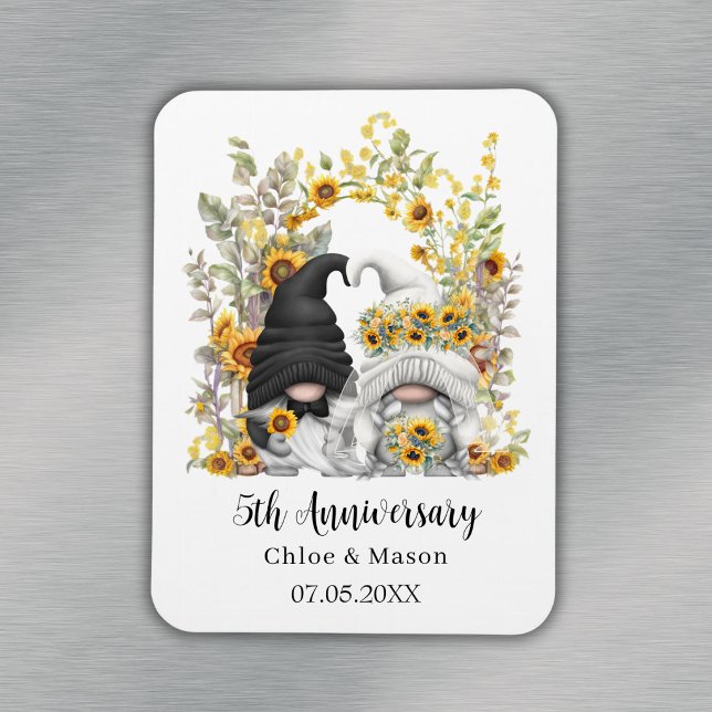 Sonnenblumen Gnomes 5th Wedding Anniversary Custom Magnet (Sunflower Gnomes 5th Wedding Anniversary Custom Magnet
)