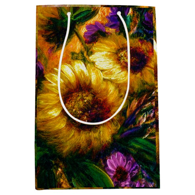"Sonnenblumen Gold" Mittlere Geschenktüte (Vorderseite)