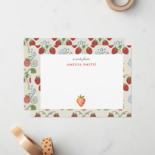 Sonnenblumen-Grandmillennial-Erdbeeren-Grußkarte Mitteilungskarte