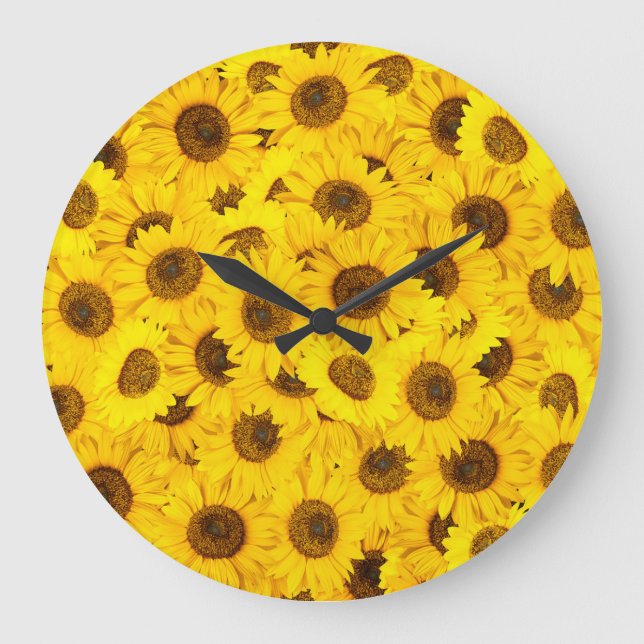 Sonnenblumen Große Wanduhr (Vorderseite)