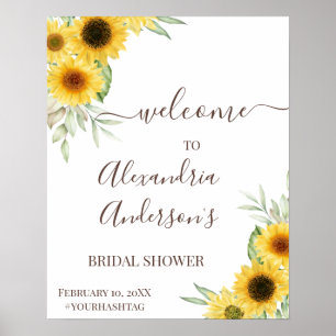 Sonnenblumen-Grün-Bridal-Shower-Willkommensschild Poster