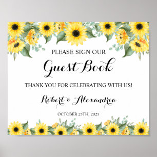 Sonnenblumen Grün Unterzeichnen Sie unser Gästebuc Poster