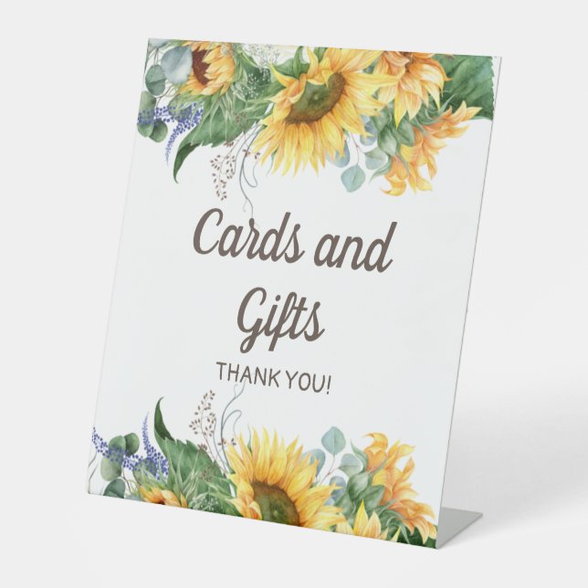 Sonnenblumen Grüne Blätter Geburtstagsparty Cards  Sockelschild (Vorderseite)