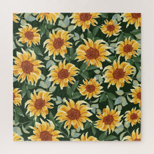 Sonnenblumen Grüne Dekoration: Saisonale Muster Puzzle