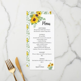 Sonnenblumen Grüne Hochzeit Brautparty Menükarte