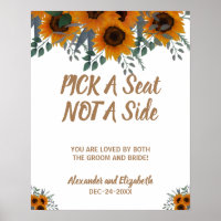 Sonnenblumen Grüne Pick a Seat nicht a Side Weddin