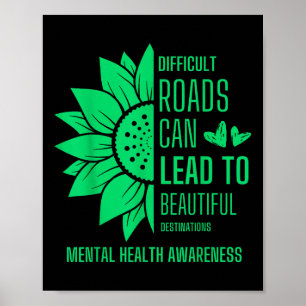 Sonnenblumen Grüne Ribbon psychische Gesundheit Be Poster