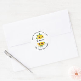 Sonnenblumen Grüne Rücksendeadresse Runder Aufkleber