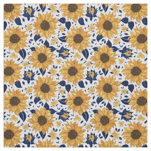 Sonnenblumen Grüne tropische Dschungelpalme Stoff (Muster)