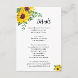 Sonnenblumen Grünes Brautparty Hochzeiten Details Begleitkarte