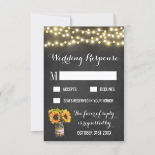 Sonnenblumen-Halbpension Land Hochzeit RSVP Karten