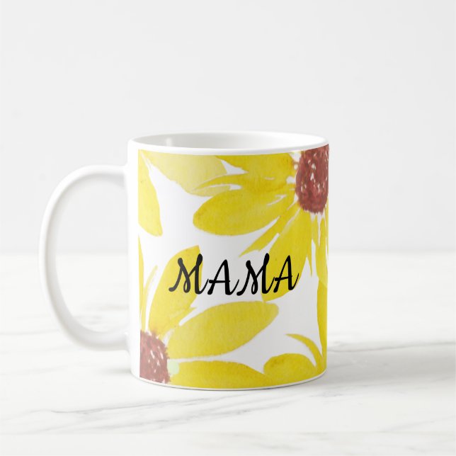 Sonnenblumen Hand Wasserfarbe Mama Kaffeetasse (Links)