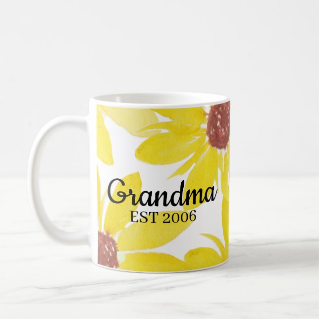 Sonnenblumen Hand Wasserfarbe Mutter Oma Kaffeetasse (Links)