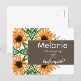 Sonnenblumen Handgezeichnete Bridesmaid-Vorschlags Feiertagspostkarte