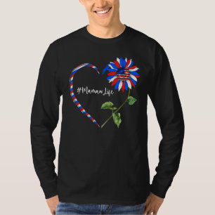 Sonnenblumen Heart American Mamaw Life USA Flagge T-Shirt