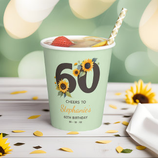Sonnenblumen heitern bis 60. Geburtstag Papier Cup Pappbecher
