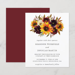 Sonnenblumen-Herbst-Blumen-Budget-Hochzeitseinladu