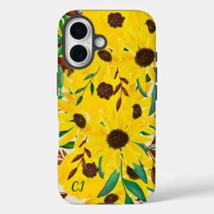 Sonnenblumen Herbst Blumenstrauß Mit Monogramm iPhone 16 Hülle