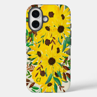 Sonnenblumen Herbst Blumenstrauß Mit Monogramm iPhone 16 Hülle