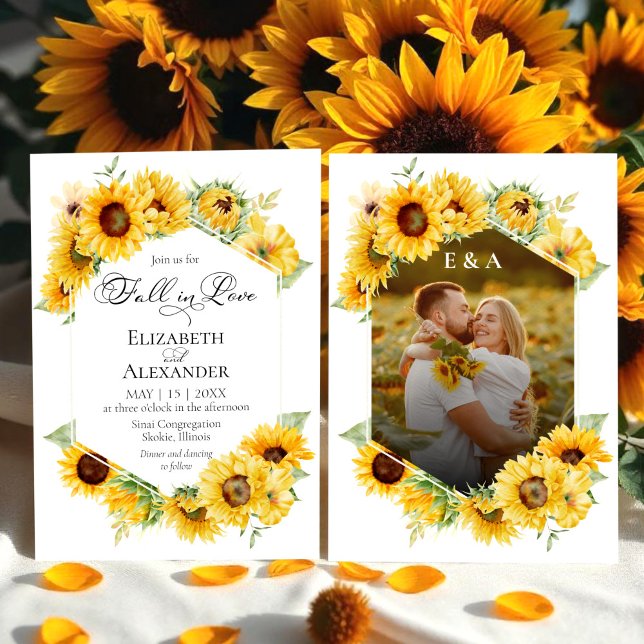 Sonnenblumen Herbst Herbst in Liebe Foto Hochzeit Einladung (Von Creator hochgeladen)