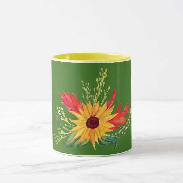 Sonnenblumen Herbstleaves fallen Tasse (Zentrum)