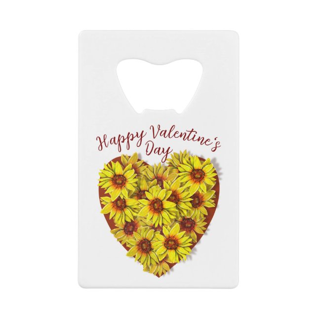 Sonnenblumen-Herz-Flaschenöffner Geldbeutel Flaschenöffner (Vorderseite)