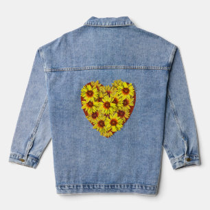 Sonnenblumen-Herz-Jacke Jeansjacke