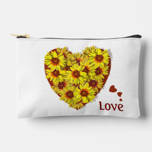 Sonnenblumen-Herz-Kleine-Reisetasche-Kosmetikbeute Zubehörtasche